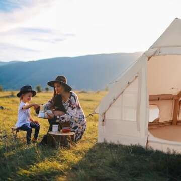 Moon Lence Glamping Winter Inflatable Camping Tent for 4-6 Person, All-Season Waterproof/Windproof Self-Supporting Air Tents, Easy Setup Cabin Camping Tent with 4 Mesh Windows & 2 Doors