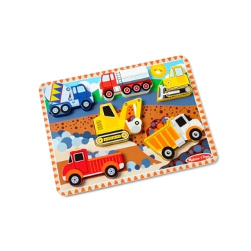 Melissa & Doug Construction Vehicles Wooden Chunky Puzzle - 6 PCS