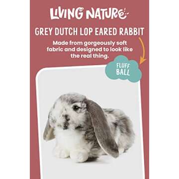 Living Nature Grey Dutch Lop Eared Rabbit Stuffed Animal | Fluffy Rabbit Animal | Eco-Friendly Soft ...