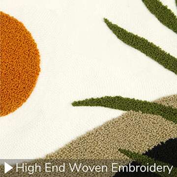 Merrycolor Boho Lumbar Throw Pillow Covers 12x20 Tufted Abstract Mid Century Modern Pillowcases Bohemian Aesthetic Decorative Pillows for Couch Bed Sofa Living Room (1PC,Green and Black)