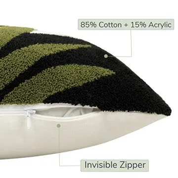 Merrycolor Boho Lumbar Throw Pillow Covers 12x20 Tufted Abstract Mid Century Modern Pillowcases Bohemian Aesthetic Decorative Pillows for Couch Bed Sofa Living Room (1PC,Green and Black)