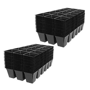 Handy Pantry Black Plastic Garden Tray Inserts - 100 Sheets of 18 Planting Pot Cells Each - 3x6 Conf...