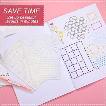 Zonon 24-Piece Journal Stencils for Creative Planning & Crafts