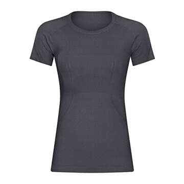 LUYAA Short Sleeves Running Tops for Woman Outdoor Athletic Gym Yoga Workout Shirts Tight Seamless B...