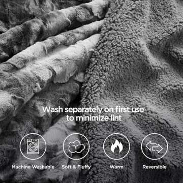 Bedsure Sherpa Blanket - Soft, Fuzzy & Fluffy Faux Fur - Warm, Cozy Throw Blanket for Couch, Sofa and Bed, Tie Dye Design, Grey, 50x60 Inches