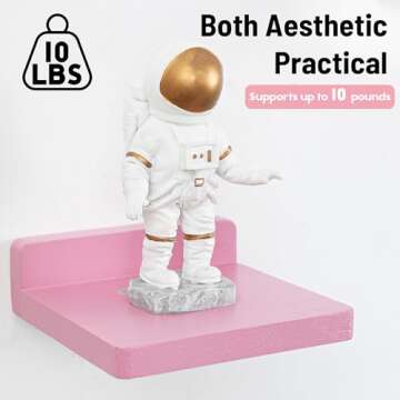 NIUBEST Small Floating Shelf,5 Inch Mini Shelves,Set of 3 Small Wall Shelf for Bedroom Living Room Bathroom Kitchen Office,Pink Room Decor