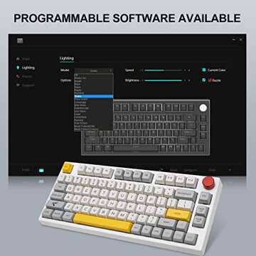 EPOMAKER Theory TH80 75% Hot Swappable RGB 2.4Ghz/Bluetooth 5.0/Wired Mechanical Gaming Keyboard with MDA PBT Keycaps, Large Capacity Battery, Knob Control for Windows/Mac