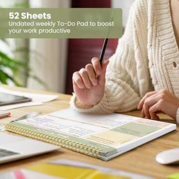 Weekly To Do List Notepad with 52 Undated Sheets（8.5"×11"）- Undated Weekly Planner Notepad for Office Desk Accessories and Supplies - Forest Shades