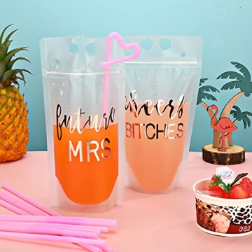 Patelai 16 Pcs Bachelorette Drink Pouch Cup with Straw
