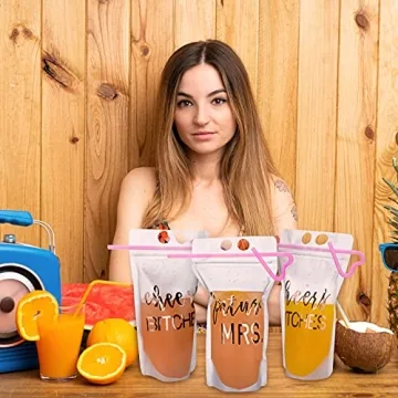 Patelai 16 Pcs Bachelorette Drink Pouch Cup with Straw