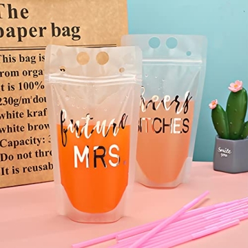 Patelai 16 Pcs Bachelorette Drink Pouch Cup with Straw