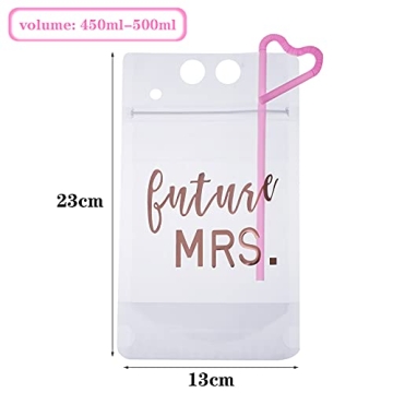 Patelai 16 Pcs Bachelorette Drink Pouch Cup with Straw