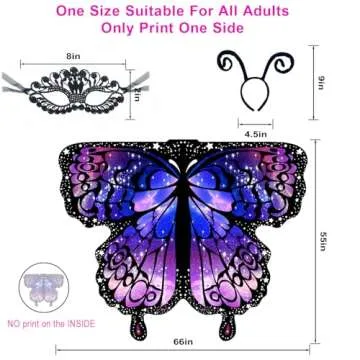 LYL. Ling Halloween Costumes Woman 2024， Butterfly Wings Adults Funny，Butterfly Costume for Women，3PCS Fairy Wings Set.