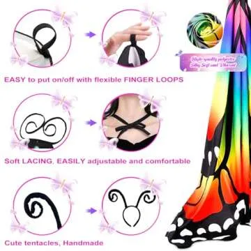 LYL. Ling Halloween Costumes Woman 2024， Butterfly Wings Adults Funny，Butterfly Costume for Women，3PCS Fairy Wings Set.