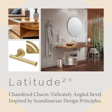 Gatco 4233 Latitude II European Toilet Tissue Holder, Brushed Brass, 6.88"