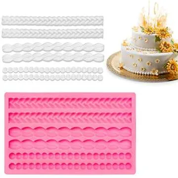 2-Piece Rope Pearl Fondant Mold Set for Creative Baking