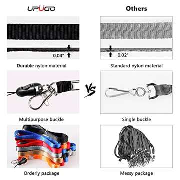 6 Pack Neck Lanyard with ID Badge Holder, Office Strap Lanyards, Stainless Metal Swivel Hook for Name Tag, Badge Holders, Keychains, Card, Black