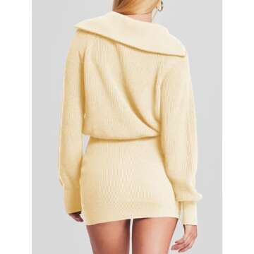 Stylish Women's Zipper Up Bodycon Sweater Dress - Lanwyqu