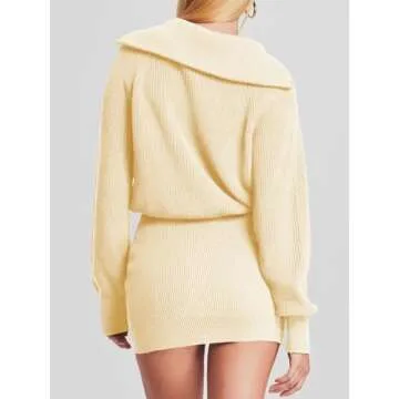 Stylish Women's Zipper Up Bodycon Sweater Dress - Lanwyqu