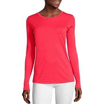 Hanes Women's Sport Cool Dri Long Sleeve Tee - Razzle Pink
