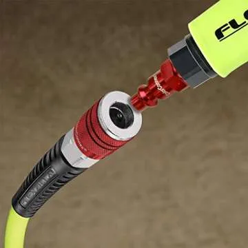 Flexzilla Air Hose with ColorConnex Industrial Type D Coupler and Plug, 1/4 in. x 50 ft., Heavy Duty, Lightweight, Hybrid, ZillaGreen - HFZ1450YW2-D