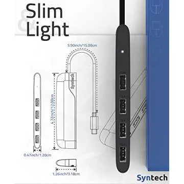 USB C to USB Hub 4 Ports, Syntech Type C to USB 3.0 Hub with a USB C to USB Adapter (USB 2.0), Thunderbolt 3 to USB Hub, iPad Pro, iMac