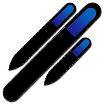 Glass Nail File - Mont Bleu Premium Set of 3 Crystal Nail Files in Pouch - Handmade Gifts - Best Gla...