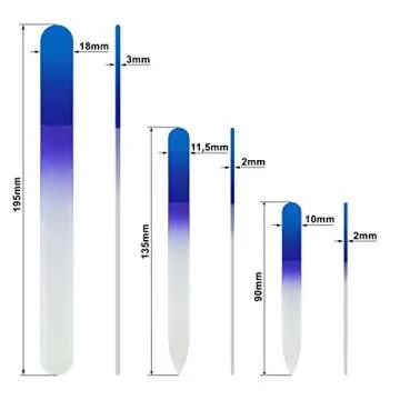 Glass Nail File - Mont Bleu Premium Set of 3 Crystal Nail Files in Pouch - Handmade Gifts - Best Glass Nail Files for Natural Nails - Washable Double Sided Nail File - Etched Nail Files