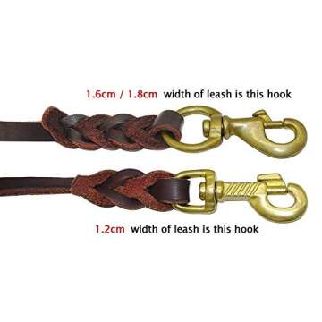 Berry Pet Leather Dog Leash - Training & Walking Braided Dog Leash - 4 ft by 5/8 in (120cm 1.6cm) - Latigo Leather Brown