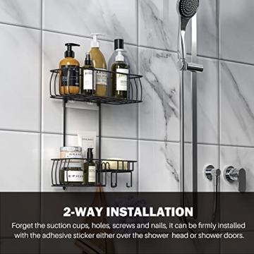 Epicano Anti-Swing Rustproof Shower Caddy Matte Black