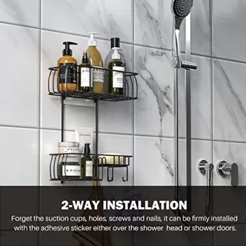 Epicano Anti-Swing Rustproof Shower Caddy Matte Black