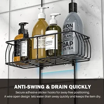 Epicano Anti-Swing Rustproof Shower Caddy Matte Black