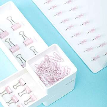 Paper Clips and Binder Clips Push Pins Set and Holder, Syitem Non-Skid Map ((3.3)/Gm.4)