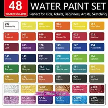 PANDAFLY Watercolor Paint Set with 48 Colors