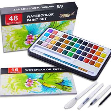 PANDAFLY Watercolor Paint Set with 48 Colors