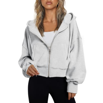 Trendy Queen Full Zip Up Cropped Sweatshirt for Women