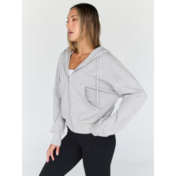 Trendy Queen Full Zip Up Cropped Sweatshirt for Women