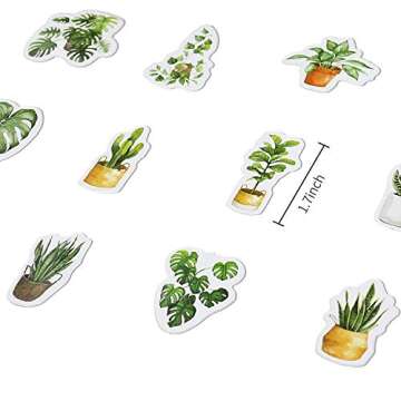 EDOBLUE Mini Size Laptop Stickers - 45pcs DIY Decoration Green Plants Stickers for Laptop Planners Scrapbook Suitcase Diary Notebooks Album, Dimension Less 44mm Including Repeat(Green Life)