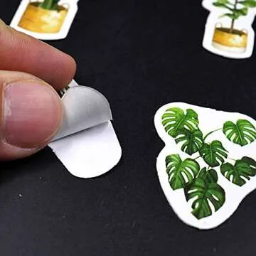 EDOBLUE Mini Size Laptop Stickers - 45pcs DIY Decoration Green Plants Stickers for Laptop Planners Scrapbook Suitcase Diary Notebooks Album, Dimension Less 44mm Including Repeat(Green Life)