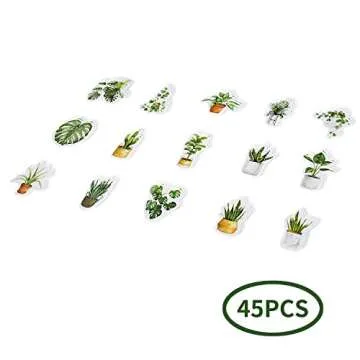 EDOBLUE Mini Size Laptop Stickers - 45pcs DIY Decoration Green Plants Stickers for Laptop Planners Scrapbook Suitcase Diary Notebooks Album, Dimension Less 44mm Including Repeat(Green Life)