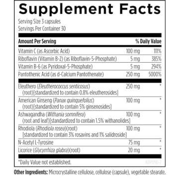 Designs for Health Adrenotone - Adrenal Support Supplement with Rhodiola Rosea, Ashwagandha, Vitamins B6, B2 + B5 - Designed to Support Adrenals + Healthy Cortisol Levels (90 Capsules)