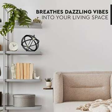 Everydecor Decorative Sphere for Home Decor - Black & Gold, Hand Painted, Modern Decorative Balls for Living Room, Bedroom, Kitchen, Bathroom, Office - Table Decorative Orbs for Centerpiece