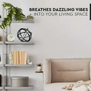 Everydecor Decorative Sphere for Home Decor - Black & Gold, Hand Painted, Modern Decorative Balls for Living Room, Bedroom, Kitchen, Bathroom, Office - Table Decorative Orbs for Centerpiece