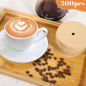300 Count Percolator Coffee Filters, 3.75 Inch Natural Unbleached Disposable Coffee Filter Disc Coffee Filters for Percolators Camping Coffee Pot Home Office Use