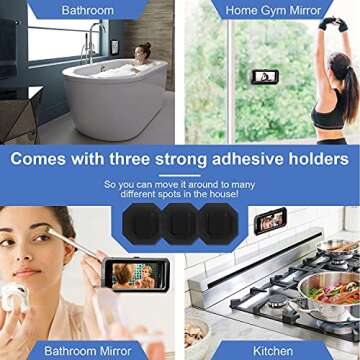 URROY Shower Phone Holder Waterproof, 360° Rotation Shower Phone Case, Anti-Fog High Sensitivity Universal Cover Mount Stand for Bathroom Wall Mirror Bathtub Kitchen, Gift for Men Women