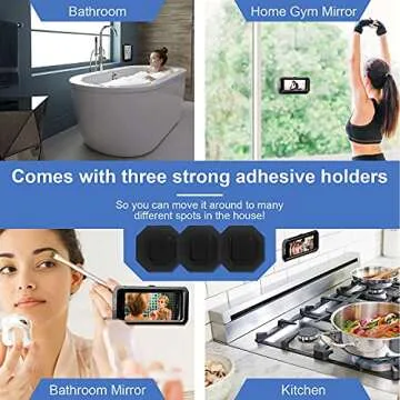 URROY Shower Phone Holder Waterproof, 360° Rotation Shower Phone Case, Anti-Fog High Sensitivity Universal Cover Mount Stand for Bathroom Wall Mirror Bathtub Kitchen, Gift for Men Women