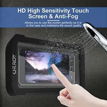 URROY Shower Phone Holder Waterproof, 360° Rotation Shower Phone Case, Anti-Fog High Sensitivity Universal Cover Mount Stand for Bathroom Wall Mirror Bathtub Kitchen, Gift for Men Women