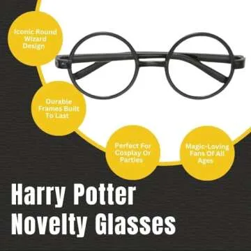 Unique Authentic Black Harry Potter Glasses - Pack of 4 - Magical Cosplay & Enchanting Style - Perfect for Costume Parties