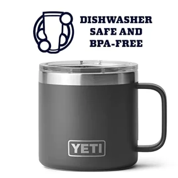 YETI Rambler 14 oz Mug, Vacuum Insulated, Stainless Steel with MagSlider Lid, Charcoal