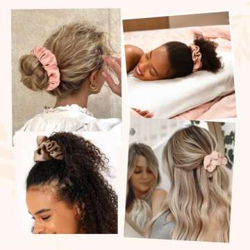 YANIBEST 5 Count Satin Silk Scrunchies for Women - Shimmer Satin Hair Ties, No Damage Cute Scrunchie...